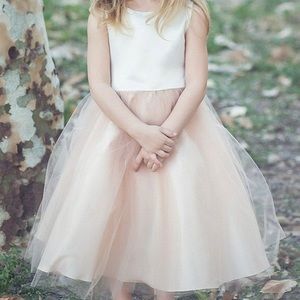 Girls’ Petite Adele Champagne & Ivory Tulle Dress